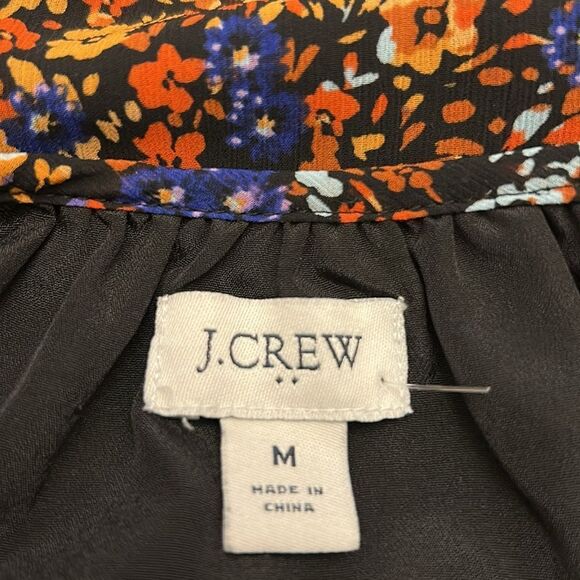 J Crew black floral long sleeve blouse Size M EUC - Picture 7 of 10